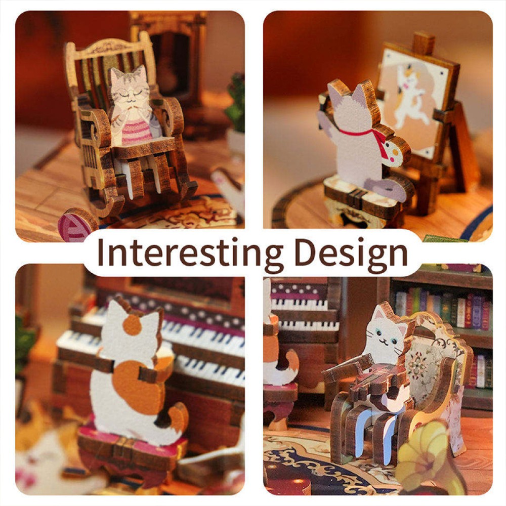 Adult Cat Family Music Box 3D Puzzle
