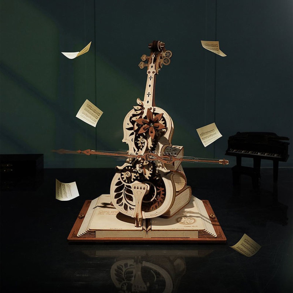 3D Wooden Cello Music Box Puzzle