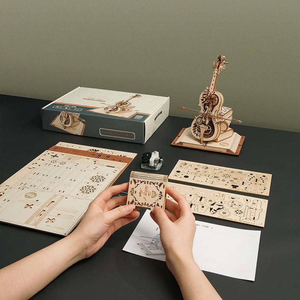 3D Wooden Cello Music Box Puzzle