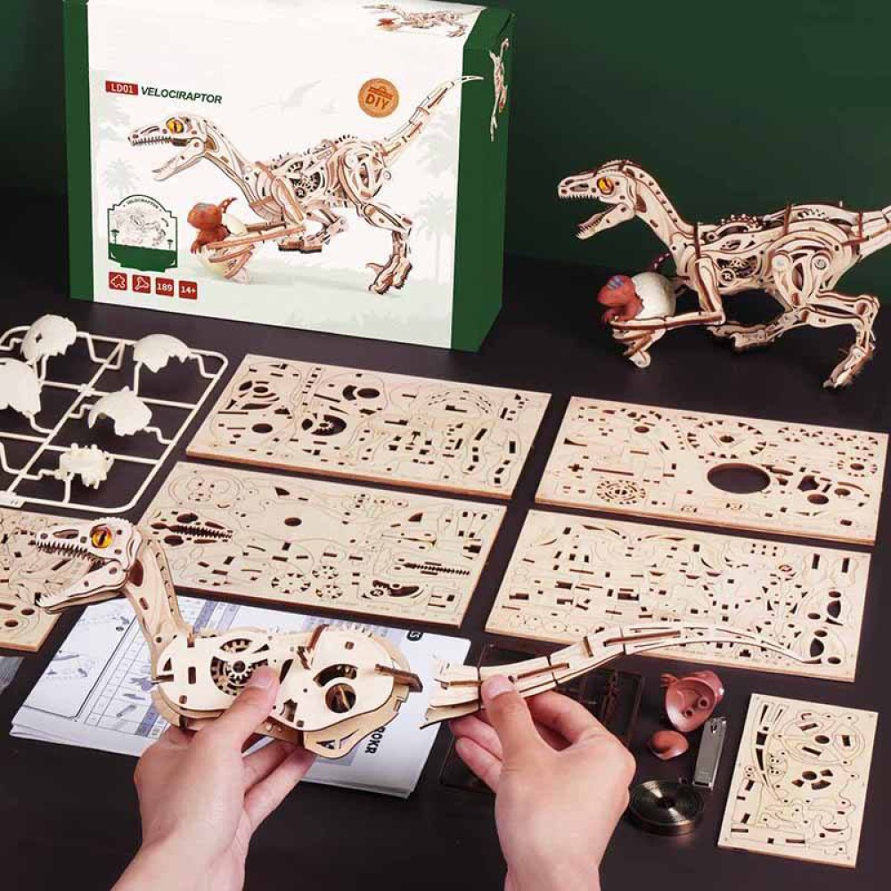 3D Wooden Velociraptor Puzzle