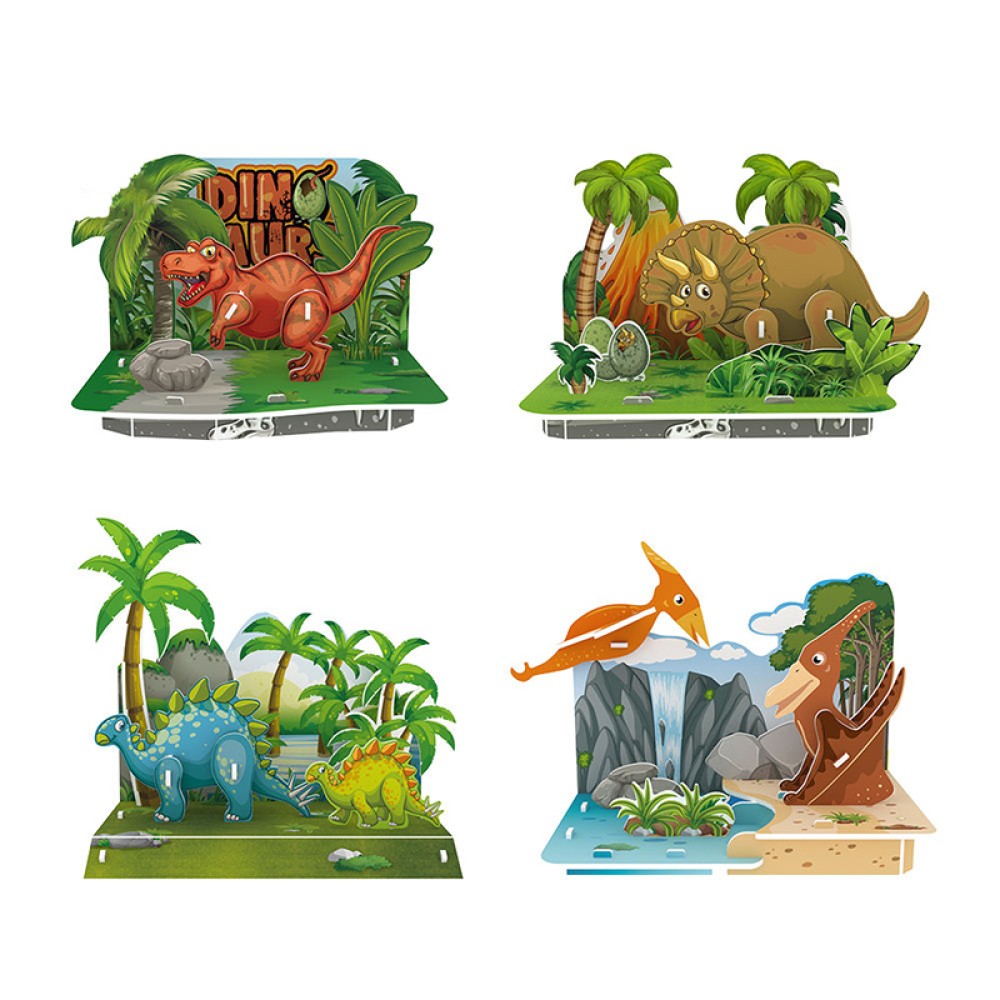 4-in-1 Dinosaur World 3D Puzzle for Children