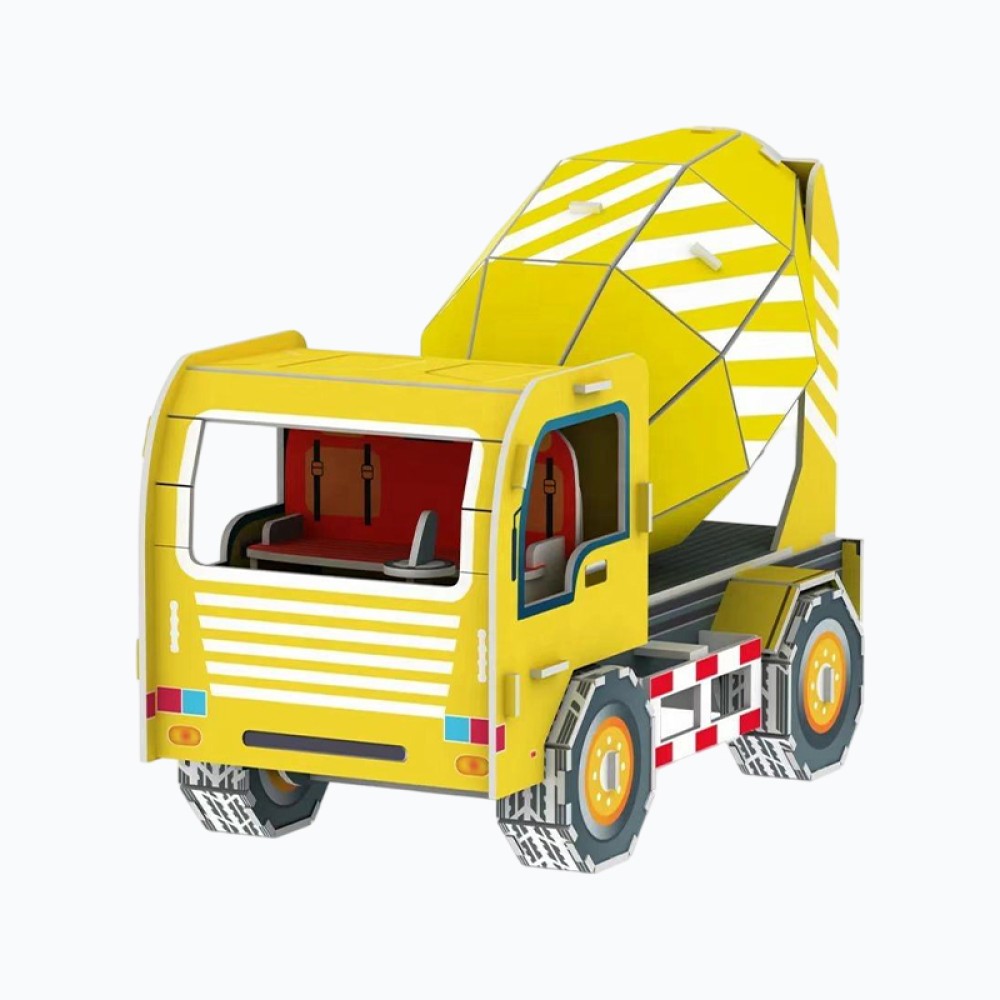 Yellow Cement Mixer Truck 3D Puzzle for Children