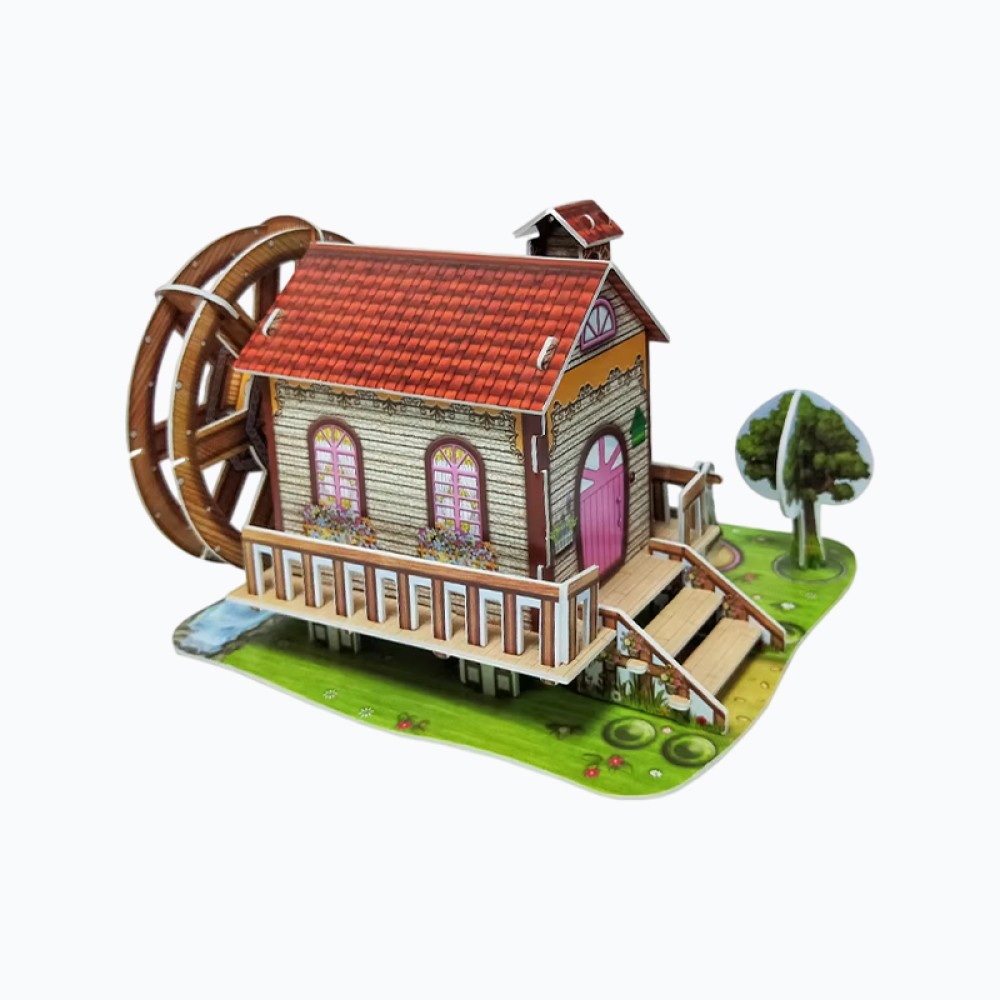 Waterwheel Cabin Music Box 3D Puzzle for Children