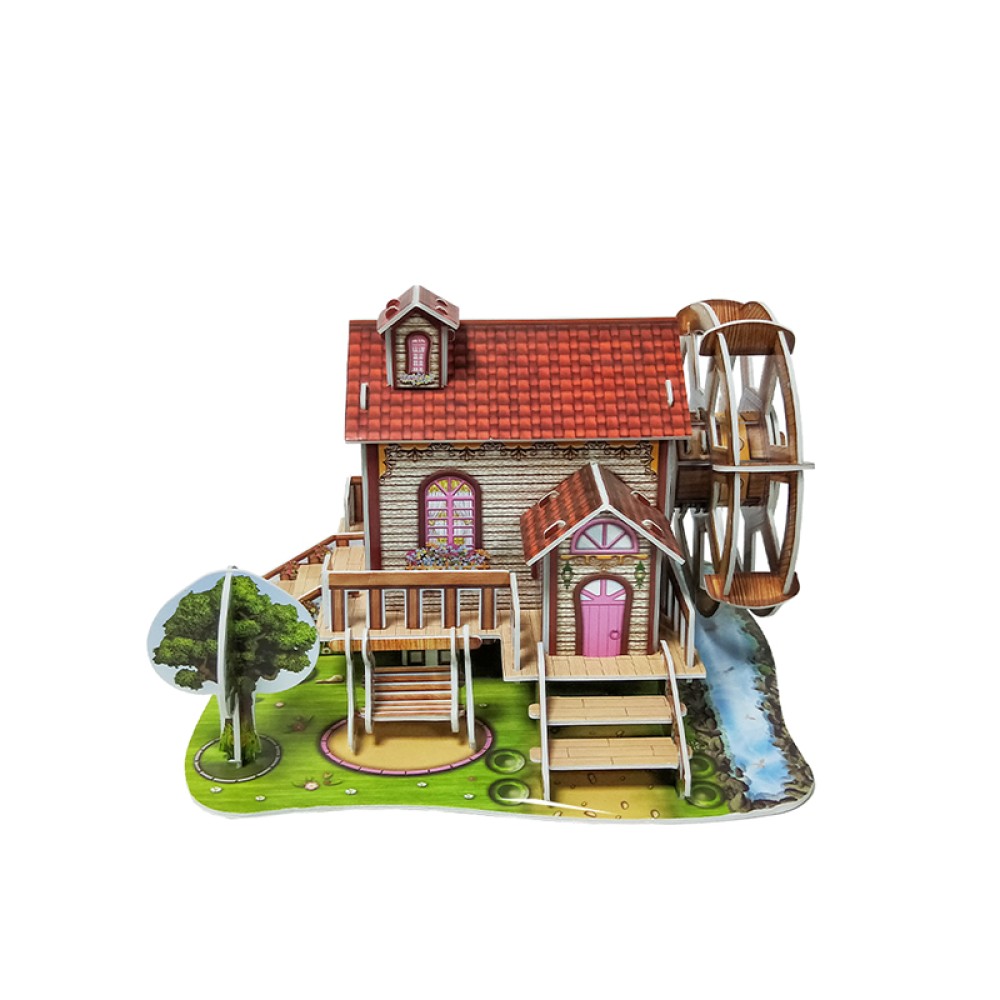 Waterwheel Cabin Music Box 3D Puzzle for Children