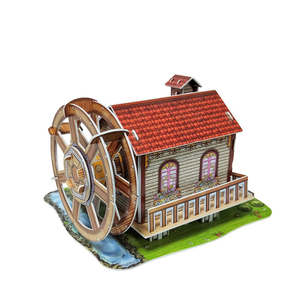 Waterwheel Cabin Music Box 3D Puzzle for Children