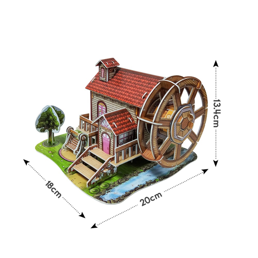 Waterwheel Cabin Music Box 3D Puzzle for Children