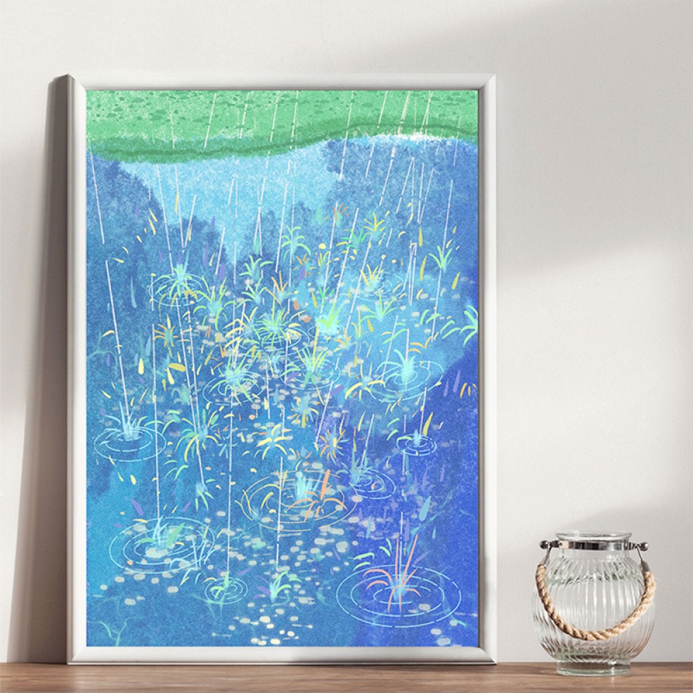 Blue Fireworks Rain Adult Puzzle Blue Fireworks Rain Adult Puzzle