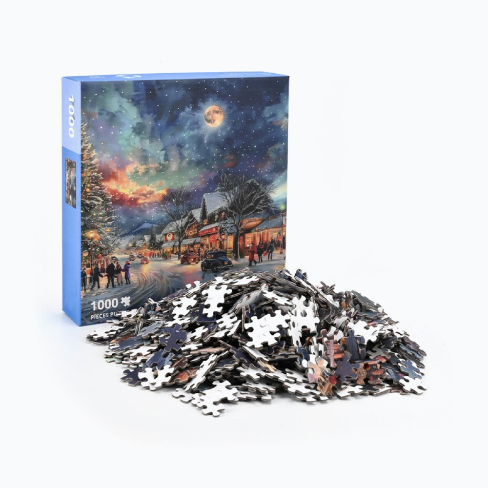 Snowy Night Scene Adult Puzzle