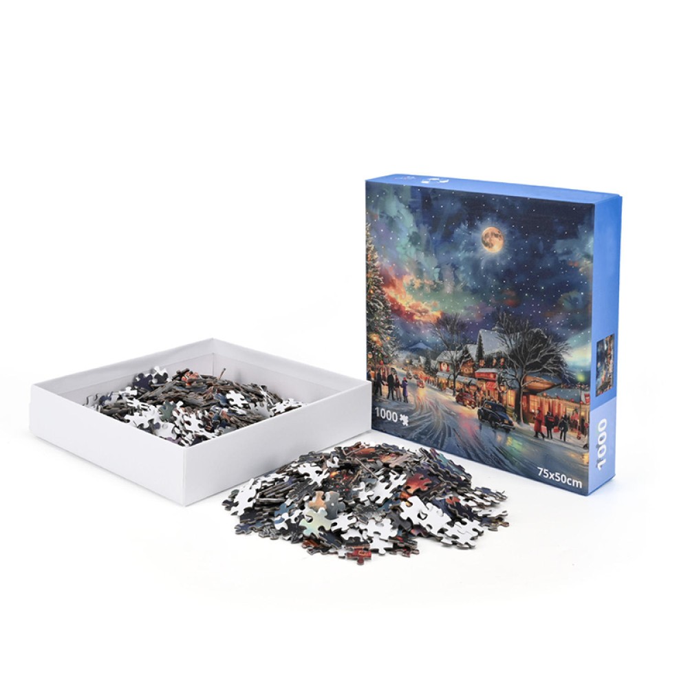 Snowy Night Scene Adult Puzzle Snowy Night Scene Adult Puzzle
