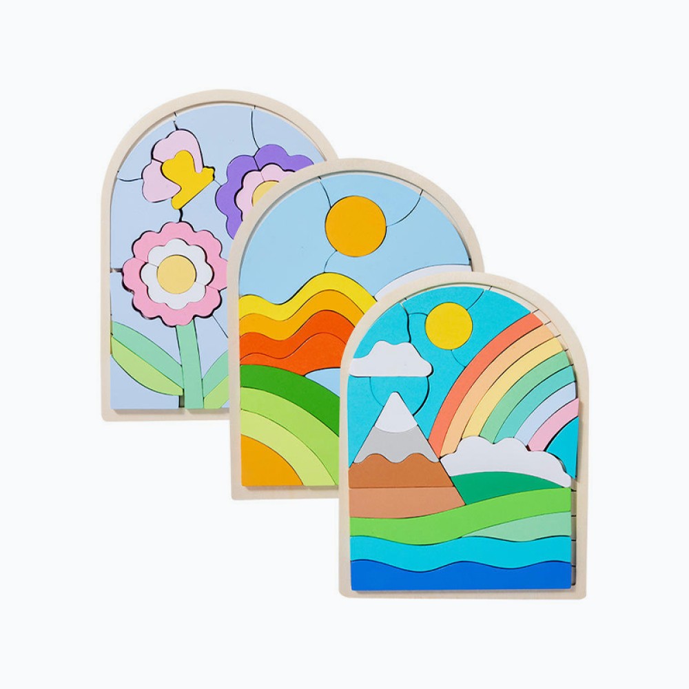 Children's Rainbow Building Block Puzzle