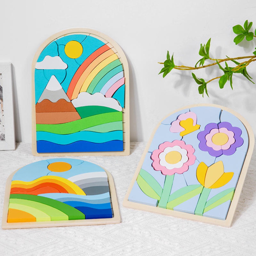 Children's Rainbow Building Block Puzzle Children's Rainbow Building Block Puzzle