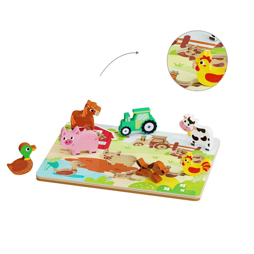 Cartoon Farm Animal 3D Building Block Puzzle Cartoon Farm Animal 3D Building Block Puzzle