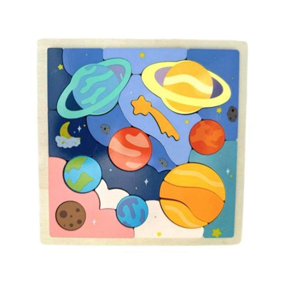 Space-themed Children's Building Block Puzzle