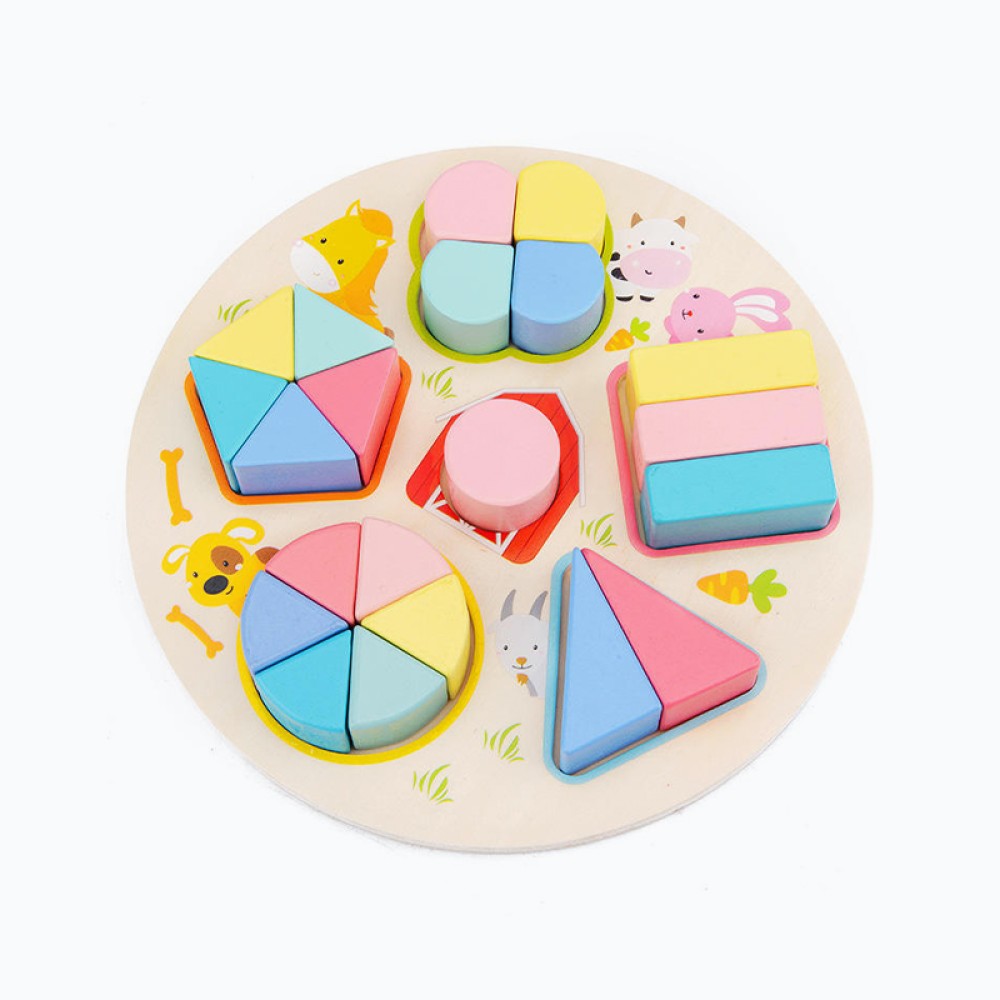 Children's Colorful Geometric Building Block Puzzle