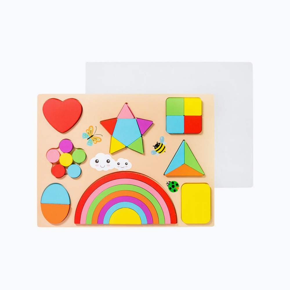 Preschool Rainbow Building Block Puzzle