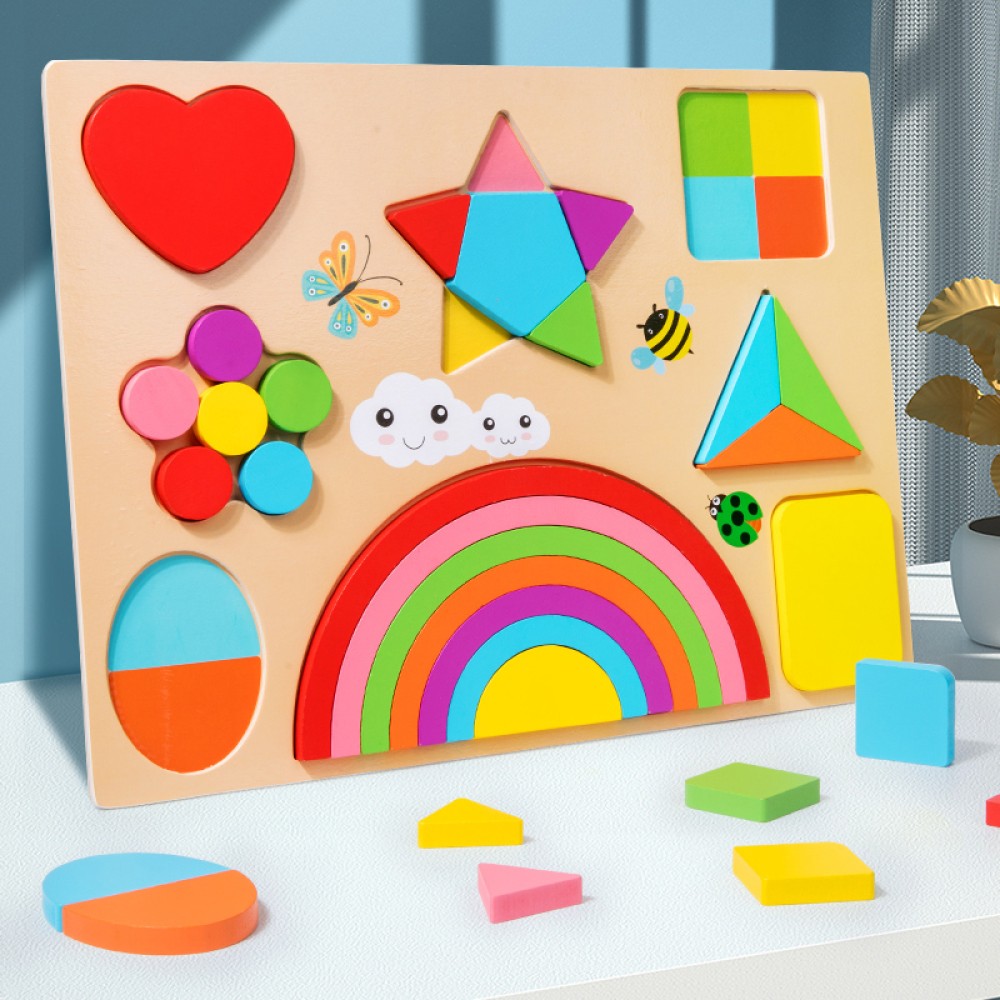 Preschool Rainbow Building Block Puzzle Preschool Rainbow Building Block Puzzle